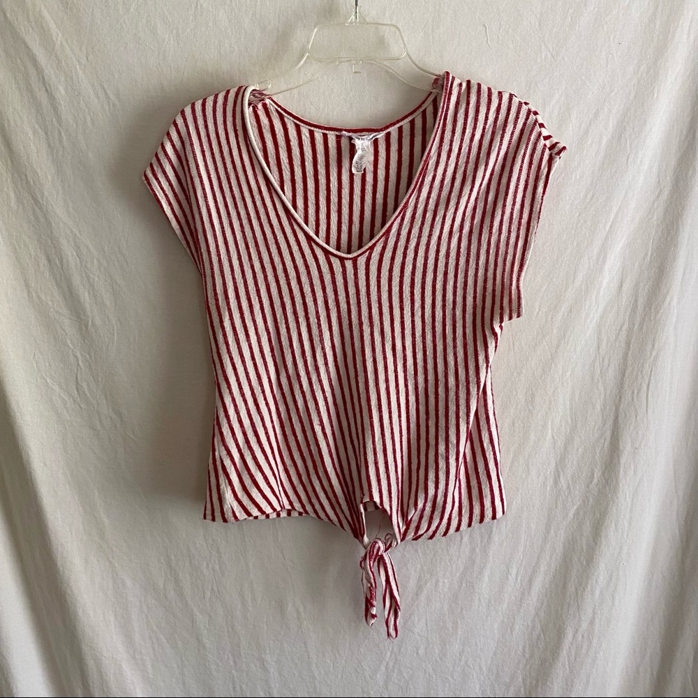 Striped Tie Front Top